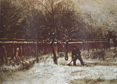Vincent Van Gogh The Parsonage Garden at Nuenen in the Snow oil painting picture